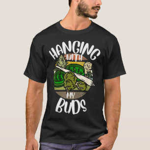 T-shirt Retro Accroché À Mes Buds Drôle Pothead Distresse
