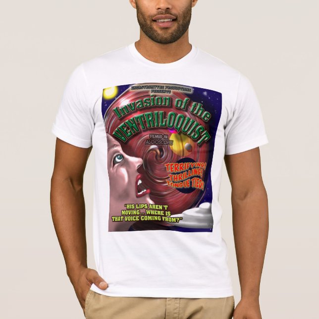 T-shirt Rétro affiche de film de Sifi de ventriloque (Devant)
