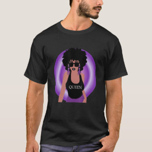 T-shirt Retro Afro Curly cheveux Queen Melanin Pride viole