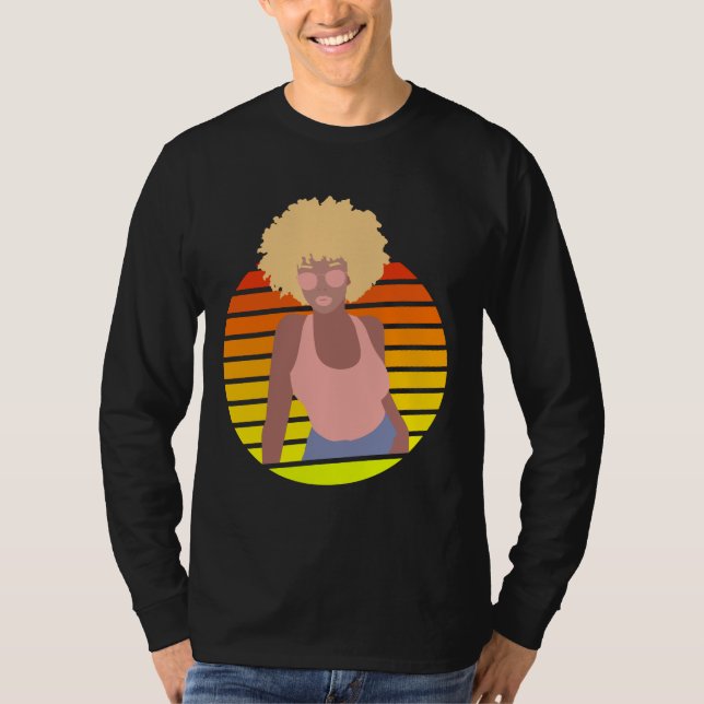 T-SHIRT RETRO AFRO QUEEN - REINE AFRO-AMÉRICAINE (Devant)