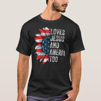 T-shirt Retro aime Jésus et l'Amérique Too Christian Usa 4