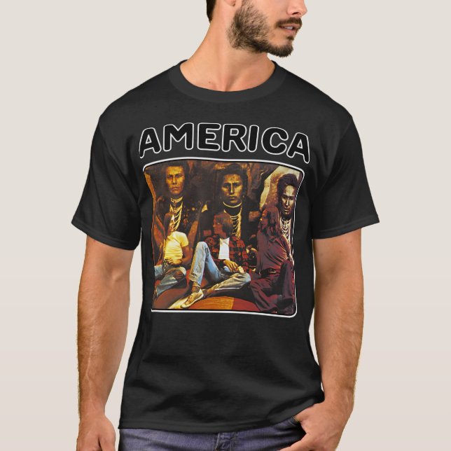 T-shirt Retro America Band Rock Cadeau Pour Les Fans (Devant)