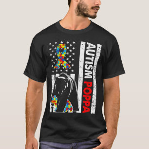 T-shirt Retro American Flag Autism Poppa Bear Awareness Fa
