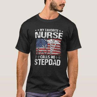 T-shirt Retro American Flag Mon infirmière préférée m'appe