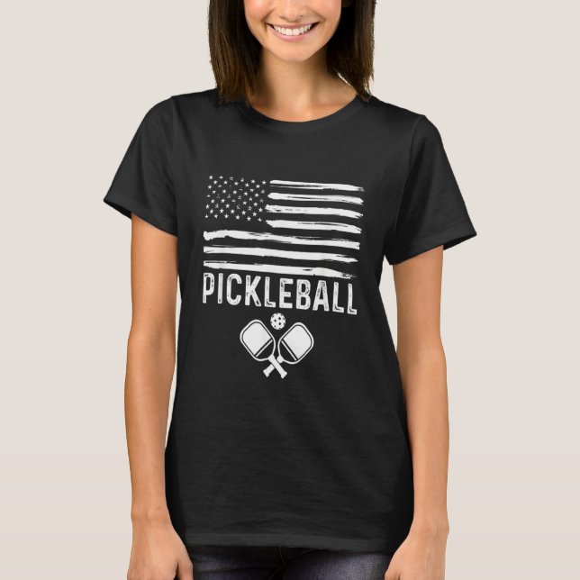T-shirt Retro American Flag Pickleball (Devant)