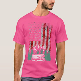 T-shirt Retro American Flag Rv There Camper Camper Camper 
