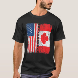 T-shirt Retro American Maple Leaf Canadian Flag America Ca