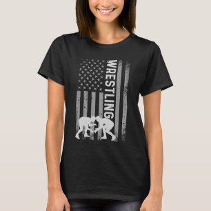 T-shirt Retro American Wrestling Appareils US Drapeau Lutt