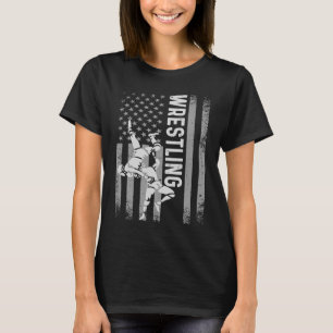 T-shirt Retro American Wrestling Appareils US Drapeau Lutt
