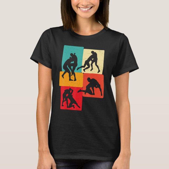T-shirt Retro American Wrestling Apparel US Wrestling - Wr (Devant)