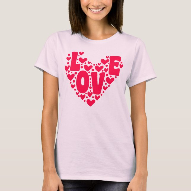 T-shirt Retro Amour Coeur rose Valentin femme (Devant)
