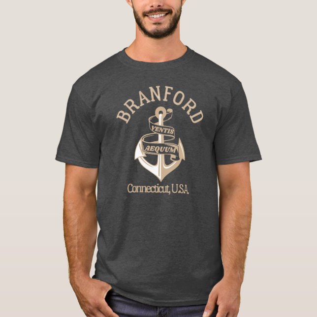 T-shirt Retro Anchor Branford Connecticut US (Devant)