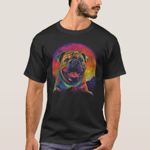 T-shirt Retro Anglais Bulldog Graphic Pour Amoureux de les