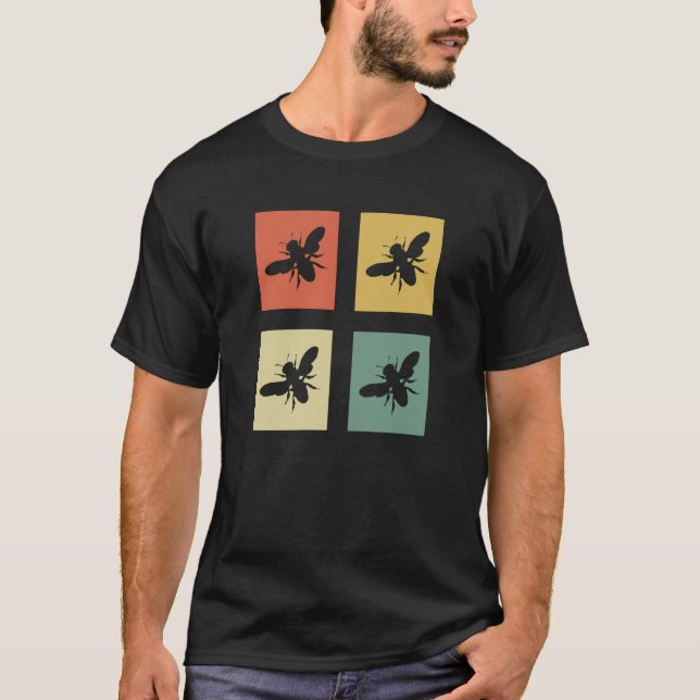 T-shirt Retro Apiary Nature Beehive Honeycomb Insect Bees (Devant)