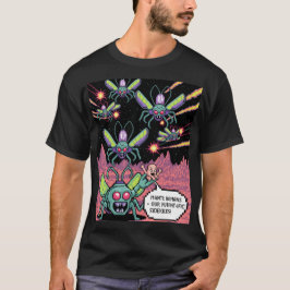 T-shirt Retro Arcade Manti Aliens Pixel Art - Funny Defend
