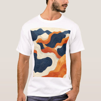 T-shirt Rétro Art de Ligne de Contour Topographique Abstra