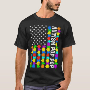 T-shirt Retro Autism Pop Pop American Flag Love Autism Awa