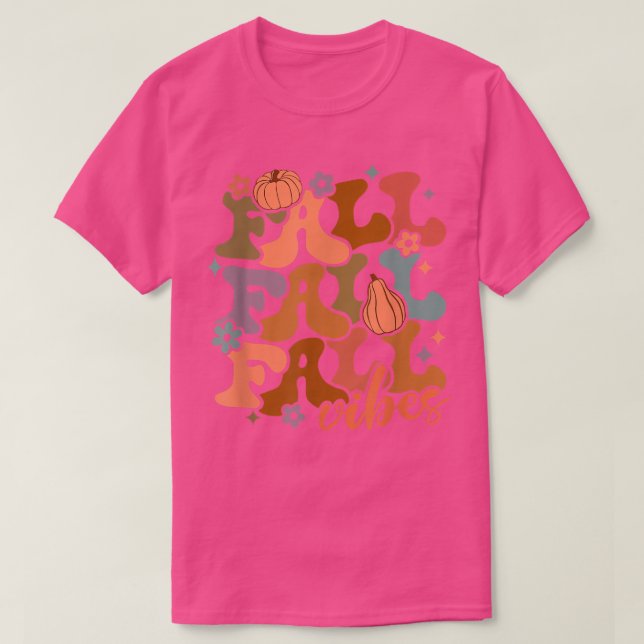 T-shirt Retro Automne Vibes Saison Citrouille Happy Automn (Design devant)
