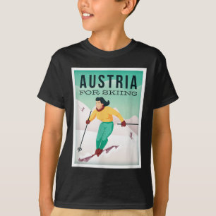 T-shirt Retro Autriche Ski Motif Avec Ski Et Pôles De Ski