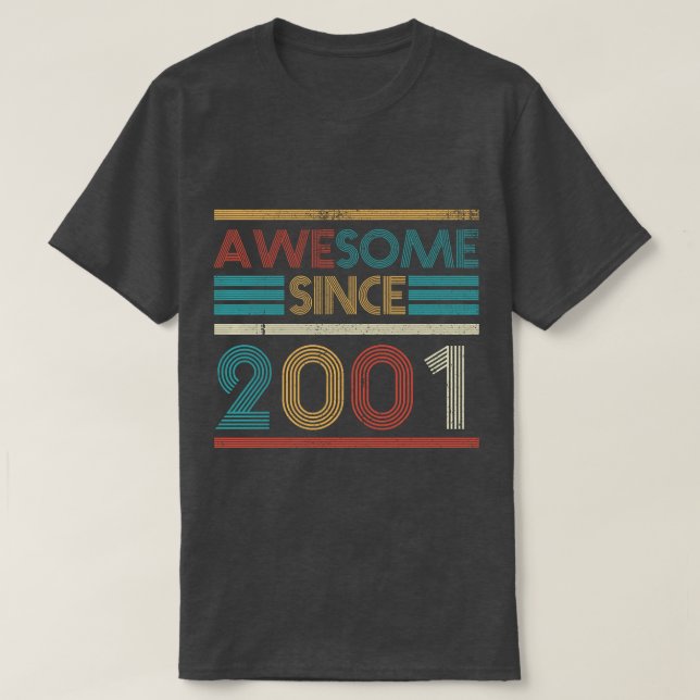 T-shirt Retro Awesome depuis 2001 22e anniversaire 22 ans  (Design devant)