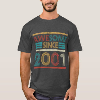 T-shirt Retro Awesome depuis 2001 22e anniversaire 22 ans 