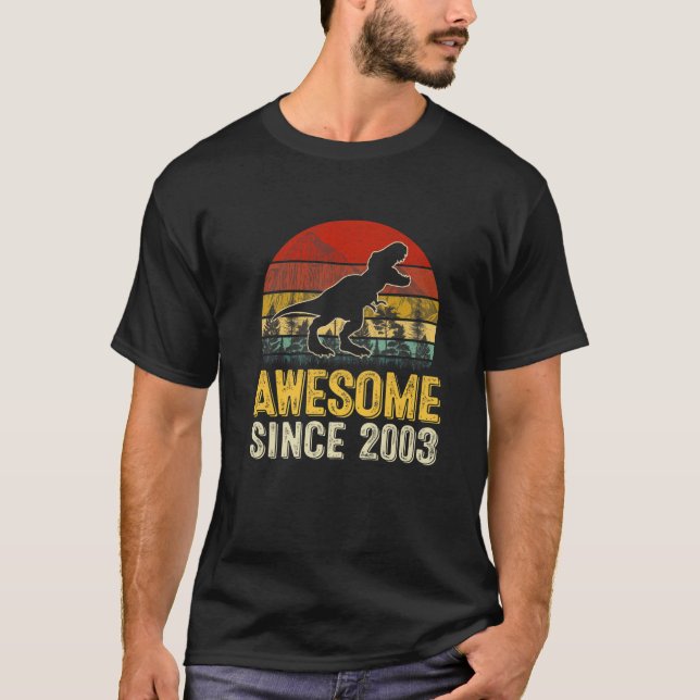 T-shirt Rétro Awesome Depuis 2003 Dinosaur Boy T Rex 19E B (Devant)