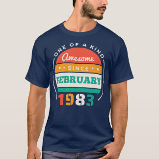 T-shirt Retro Awesome depuis février 1983 Anniversaire Vin