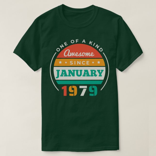 T-shirt Retro Awesome depuis Janvier 1979 Anniversaire Vin (Design devant)