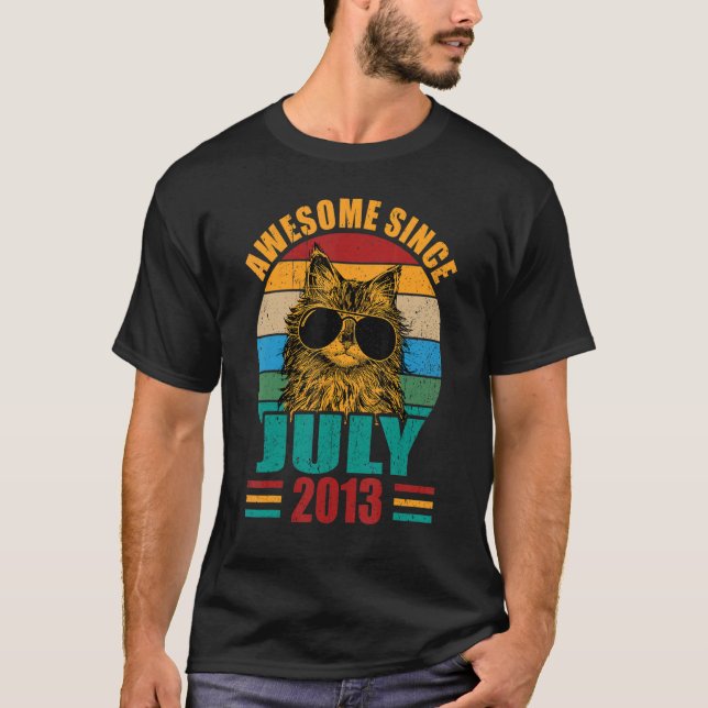 T-shirt Retro Awesome depuis Juillet 2013 9e Anniversaire  (Devant)