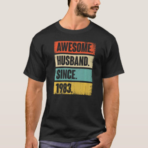 T-shirt Rétro Awesome Mari depuis 1983 39 Mariage Aniver