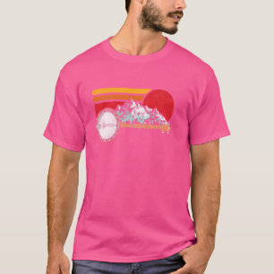 T-shirt Retro Banjo Mountains & Sun Sketch Surf Style 80's