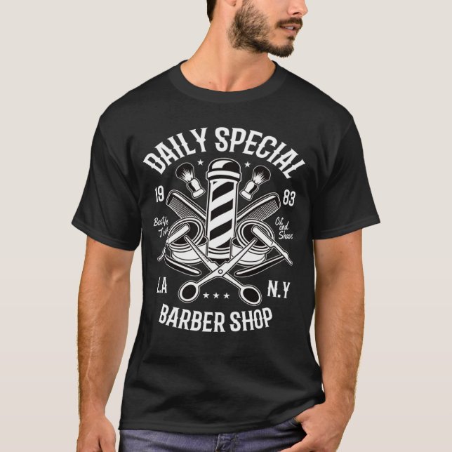 T-shirt Retro barber shop Design barber pole (Devant)