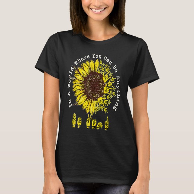T-shirt Retro Be Kind Sunflower Peace Hand Sign Mental Hea (Devant)