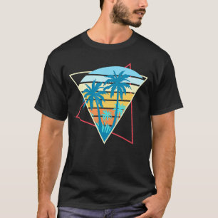 T-shirt Retro Beach Sunset Vacances Palmiers Tropical Su