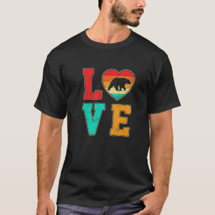 T-shirt Retro Bear Love Valentines Day Coeur Animaux Amour