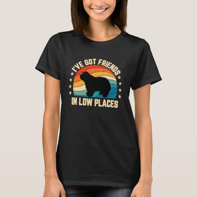 T-shirt Retro Bearded Collie J'ai des amis en bas lieu (Devant)