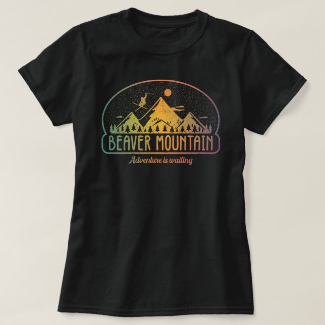 T-shirt Retro Beaver Mountain Adventure attend (Design devant)
