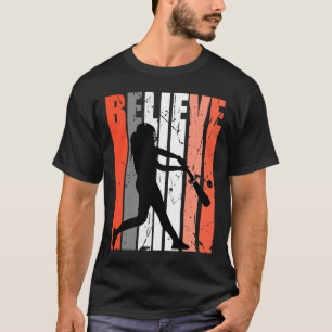 T-shirt Retro Believe Baseball Softball Base Run Jeu de je