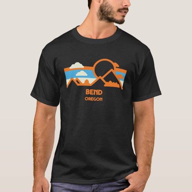 T-shirt Retro Bend Oregon Mountain Range Sunset (Devant)