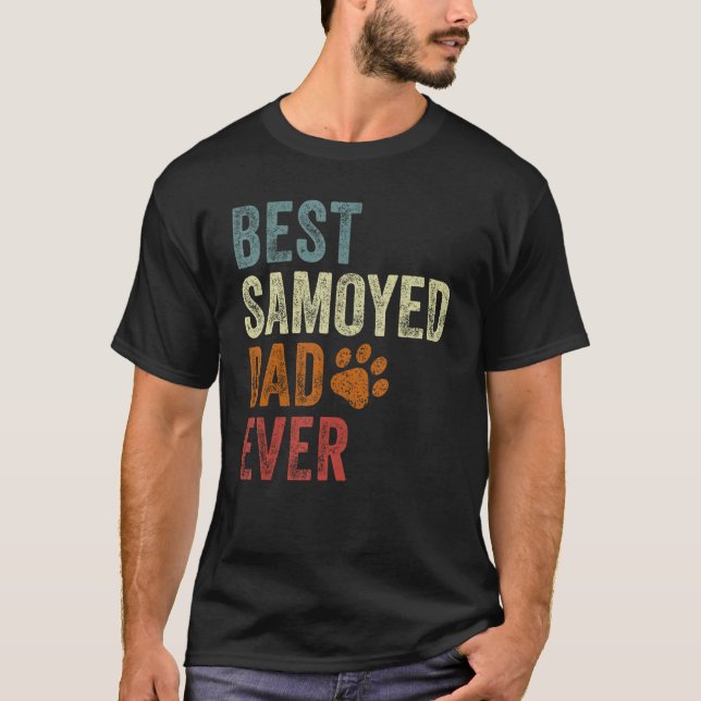 T-shirt Retro Best Samoyed Dad Ever Samoyed Papa Father's  (Devant)