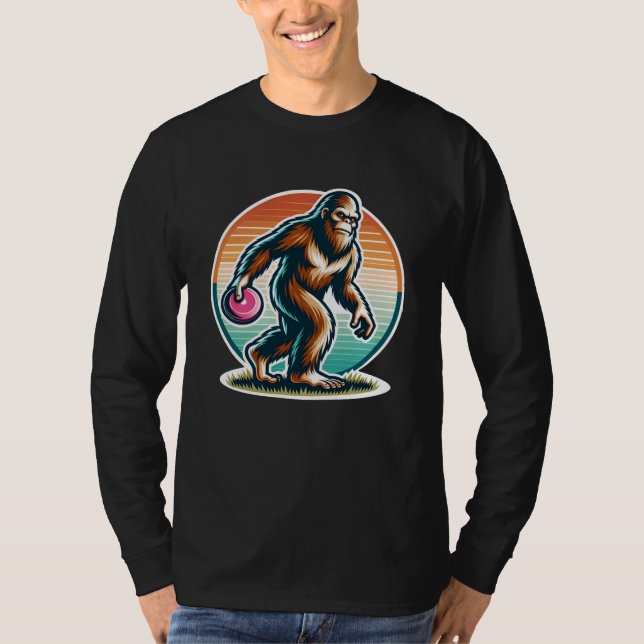 T-shirt Rétro Bigfoot Sasquatch Disk Golf (Devant)