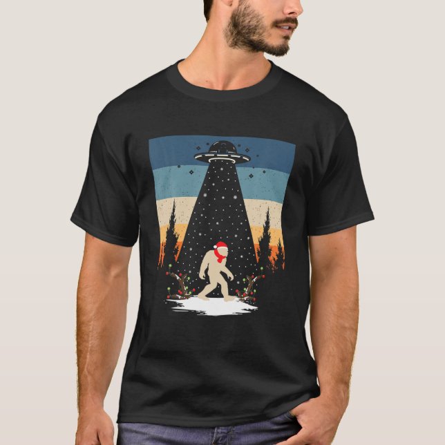 T-shirt Retro Bigfoot UFO Abduction Sasquatch Noël Sa (Devant)