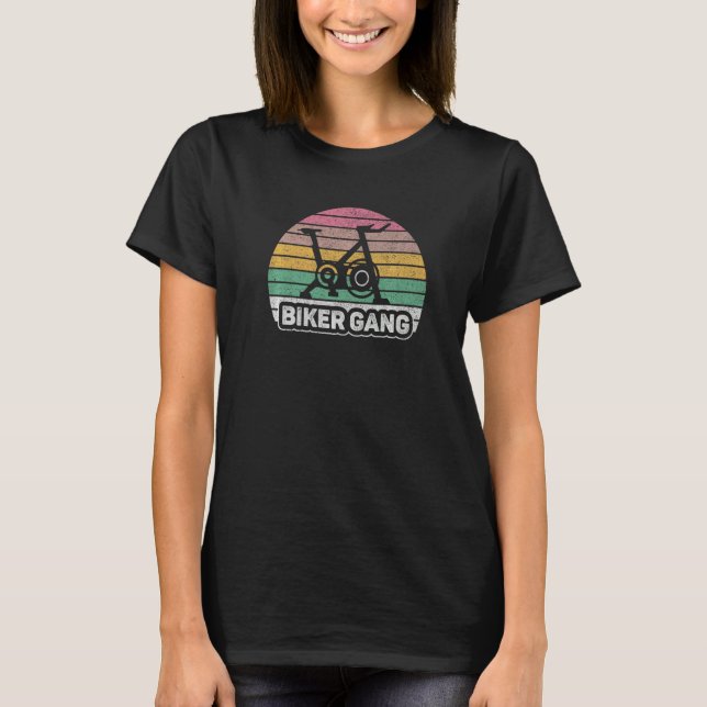 T-shirt Retro Biker Gang  Spin Saying Gym Workout Spinning (Devant)