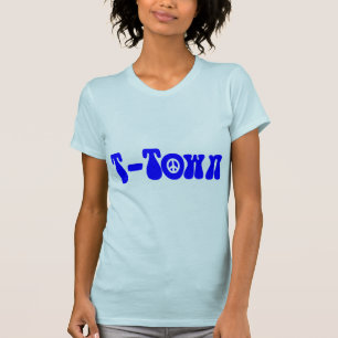 T-shirt Rétro bleu génial de paix de "T-ville" (par blan