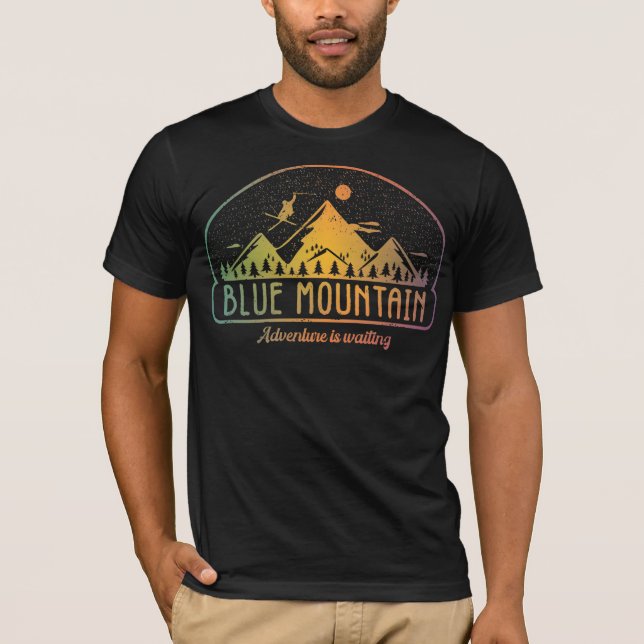 T-shirt Retro Blue Mountain Ski Adventure est en attente (Devant)