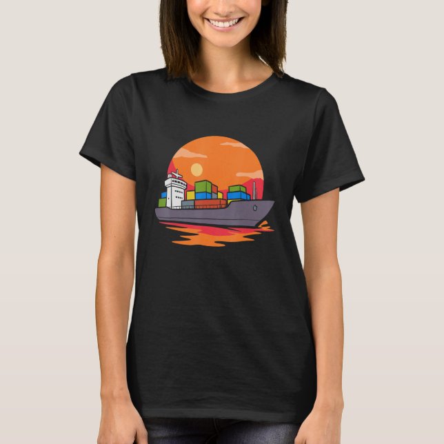 T-shirt Retro Boating Sailor Seafarer Seaman Container Shi (Devant)