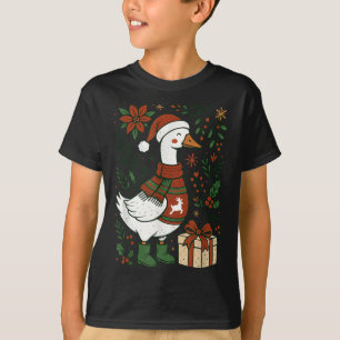 T-shirt Rétro Boho Floral Drôle de Noël Oie Idiote Amoureu