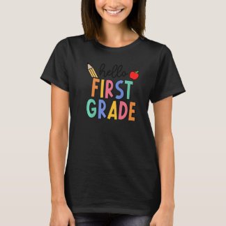 T-shirt Retro Boho Hello First Grade Fun 1st Grader Back T