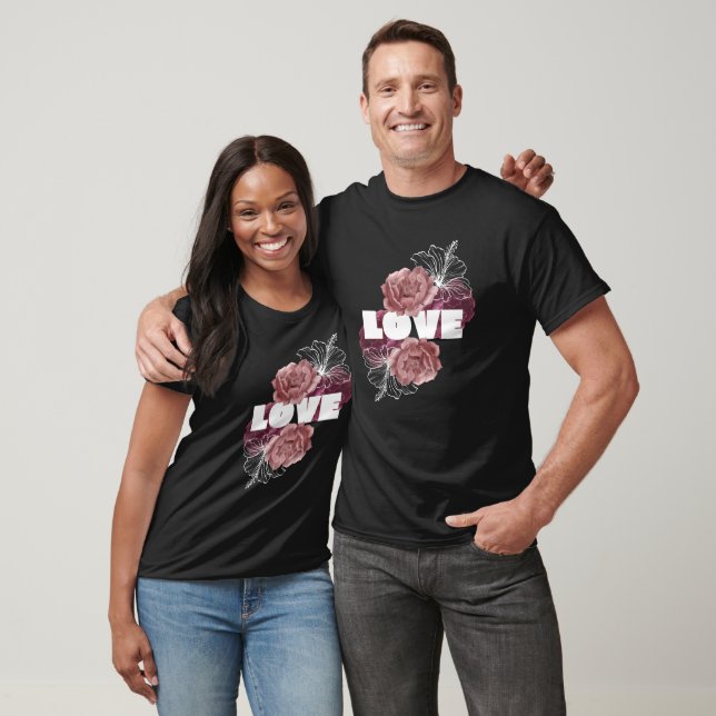 T-shirt Retro Bold Black Floral Amour Urbain Typographie (Unisexe)