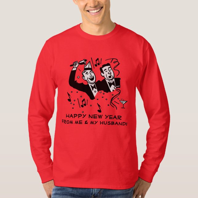 T-shirt Rétro "bonne année gaie de moi et de mon mari " (Devant)